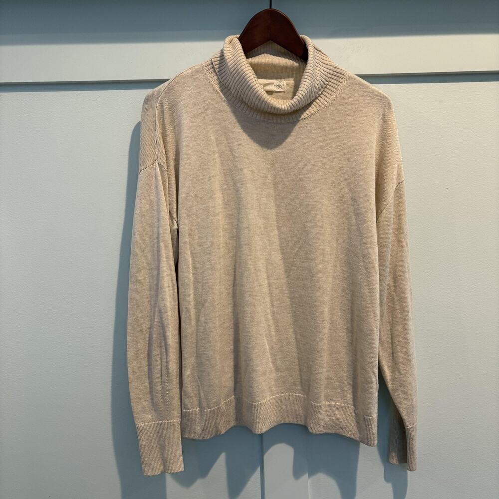 Treasure & Bond Womens Small Beige Funnel Neck Sweater Soft Knit‎ Cozy
